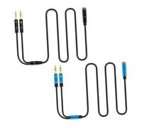 ROMISBABA 2 pezzi Cavo Splitter Audio Mic Adattatore Jack per Microfono e Cuffie Compatibile e Laptop Flessibile e Resistente con Guscio in Alluminio Blu e Nero