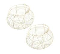 ROMISBABA 2 Pezzi Contenitore Per Raccogliere Le Uova in Filo Di Ferro Semplice Cestino Per Uova Da Banco Con Manico Supporto Per Frigorifero Contenitore Per Conservare La Cucina Bianco