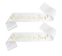 ROMISBABA 2 Pezzi Fascia Maternità in Satin Bianco con Scritta Mummy To Be Set per Decorazioni Shower e Gender Reveal Accessorio per Future Mamme e Feste in Attesa