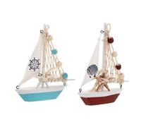 ROMISBABA 2 Pezzi Modellini di Barca a Vela in Legno Stile Decorazione Marina da Tavolo per Ufficio Soggiorno e Feste Centro Tavola Artistico e Resistente