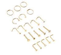 ROMISBABA 21 Pezzi set di borchie per il naso orecchini cerchi d'oro per le donne orecchini a cerchio in argento da donna gioielli piercing naso alla rinfusa anelli naso cerchi Golden