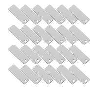 ROMISBABA 25 Pezzi Targhette Rettangolari in Acciaio con Finitura Specchiata Portachiavi Resistenti per Incisione e Personalizzazione Accessori Leggeri e Durevoli per Etichette Pet Id e