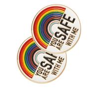 ROMISBABA 2pcs Spilla Smaltata Arcobaleno Con Scritta "you Are Safe with Me" Per, Spille Donna in Metallo Eleganti e Decorative, Spille Brooch Pride Colorate Per e Cardigan