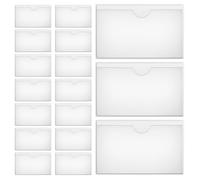 ROMISBABA 36 Tasche Porta Etichette Trasparenti Autoadesive in Plastica 6x11 Cm con Apertura Superiore per Contenitori di Stoccaggio, Scaffali e Tessere Biblioteca, Organizzatore Etichette