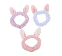 ROMISBABA 3pezzi Cerchietto Con Orecchie Da Coniglio Fascia Per Morbida e Divertente Accessorio Per Lavaggio Viso e Trucco Design Carino e Giocoso Colori Pastello