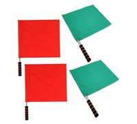 ROMISBABA 4 pezzi Bandiere Segnaletiche Multifunzione Rosse e Verdi in Acciaio Inossidabile per Arbitro Calcio Segnali di Comando e Avvertimento per Partite e Traffico Accessori Sportivi