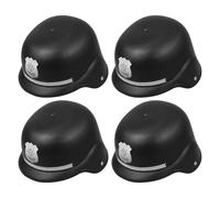 ROMISBABA 4 Pezzi Casco Polizia Costume Bobby Inglese Cappelli Nero Cop Accessorio per Halloween Feste e Giochi di Ruolo