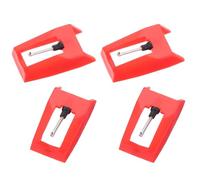 ROMISBABA 4 Pezzi Puntine per Giradischi in Alluminio Rosso per Grammofono e Fonografo, Stilo di Ricambio Compatibile Dischi in Vinile, Ago per Pickup Audio di Precisione Adatto a Uso