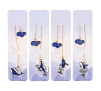 ROMISBABA 4 Pezzi Segnalibro Ciondolo Balena Blu in Lega, Decorazione Pratica e Creativa per Ufficio e Souvenir, Accessorio Originale per Amanti della Lettura Stili multipli