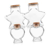 ROMISBABA 4 pezzi Vasetti in Vetro Trasparente con Tappi in Sughero Contenitori Decorativi Forma e Stella Barattoli per Dolciumi Candele da Te e Oggetti Piccoli Vasi Creativi per Cucina e