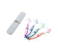 ROMISBABA 4 Set Spazzola per Dentiera Portatile a Doppia Testa con Manico Rinforzato e Testine Grandi per Pulizia Completa per Viaggi e Locali con Custodia di Conservazione in Pp