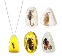 ROMISBABA 5 Pezzi Ciondolo Ambra in Resina Superficie Liscia e Foro per Collana o Bracciale per Collezione e Creazione di Accessori Stili multipli