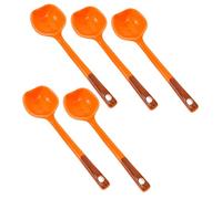 ROMISBABA 5 pezzi Cucchiai in Ceramica Arancione per Zuppe e Piatti Asiatici Manico Lungo Lavabili in Lavastoviglie per Ramen Cereali Ravioli e Minestre Autunnali