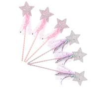 ROMISBABA 6 pezzi Bacchette da Fata per Bambine Bastoncini Leggeri con Stelle Glitterate Accessori per Costume Party Cosplay e Halloween Decorazioni Incantate Rosa