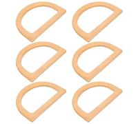 ROMISBABA 6 Pezzi Manico per Borsa in Legno D-Shaped Khaki, Supporto Stabile Anti-Sagging, per Borse macramè e Borse Artigianali, Accessorio per Bag Making e DIY