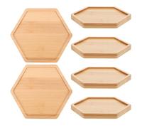 ROMISBABA 6 Pezzi Sottobicchieri Vasi Esagonali in bambù Sottovasi per Piante Succulente e Bonsai Sottovasi per Piante da Interno Base Protettiva per Fioriere Leggera e Versatile