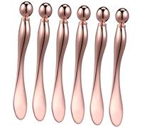 ROMISBABA 6 pezzi Spatole Metalliche per Crema Occhi Rosa Antirughe Massaggiatore Viso Roller per Applicazione Precisa e Pulizia Facile