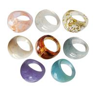ROMISBABA 8 Pezzi Set da 8 Anelli alla Moda in Resina Acrilica Spessa a Cupola per Donna, Anelli Larghi Impilabili Colorati per Nocche, Gioielli Leggeri e Resistenti per Uso Quotidiano e