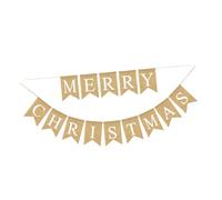 ROMISBABA Banner Merry Christmas in Lino e Juta con Bandierine Coda Decorazione Natalizia DIY Festone per Addobbi Festa per Finestre e Porte Uso ed