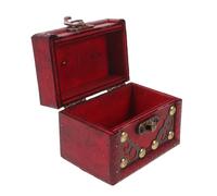 ROMISBABA Baule in Legno Massello Vintage Rosso Scatola Decorativa Portagioie con Serratura Organizer Portatile per Ricordi e Oggetti Personali per Casa e Viaggi