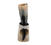ROMISBABA Bicchiere da Vino in Corno Bue con Supporto Coppa Antica Resistente e Unica Tazza per e Vino Idea Regalo per Uomo papà e Decorazione Bar e Feste