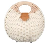 ROMISBABA Borsa da Donna in Rattan Bianca a Forma di Conchiglia Elegante alla Moda, lo Shopping Quotidiano, Spazio per Cellulare e Carte