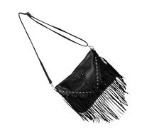 ROMISBABA Borsa Donna in Pu Nera Borchie e Frange, Borsa a Tracolla alla Moda, Versatile e Comoda da Portare la Spesa o Uso Quotidiano