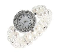 ROMISBABA Bracciale Elastico a Doppio di Perle e Strass con Orologio da Donna Vintage Decorativo, Gioielli Moda Fascino Chic per Regalo Occasione Speciale