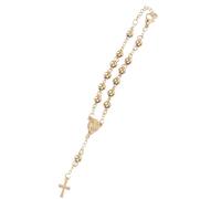 ROMISBABA Bracciale Rosario Uomo in Acciaio Inox Dorato Croce di Gesù, Catena da Polso Resistente e Decorativa, Gioielli da Polso Creativi per Uso Quotidiano e Regalo Maschile