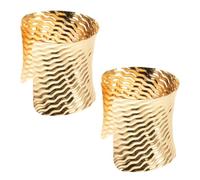 ROMISBABA Bracciali Rigidi Larghi Scanalati da Donna 2 Pezzi Bracciale Rigido a Fascia Larga in Metallo Dorato Polsino Aperto Gioielli Avvolgenti per Feste Lavoro e Uso Quotidiano