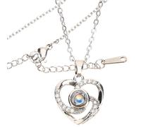 ROMISBABA Collana lei Ciondolo a Cuore e Proiezione Ti Amo in 100 Lingue in Rame Placcato Platino, Resistente a Ossidazione e Scolorimento, Gioiello Romantico come Regalo