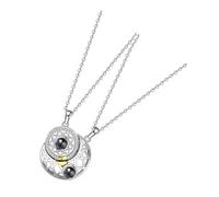 ROMISBABA Collane di Coppia Ciondolo Proiezione Ti Amo in 100 Lingue Collane Abbinate Magnete a Forma di Sole Leggere e Piccole Regalo per lui e per Lei per