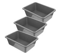 ROMISBABA Contenitore Rettangolare in Plastica Pp Ispessito 34x24x11 Cm Set 3 Pezzi per Conservazione e Lavaggio Stoviglie in Ristoranti Mense e Fast Food, Vaschetta Multiuso per