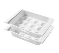 ROMISBABA Contenitore Salvaspazio 2 Pezzi per Frigorifero per Uova Cassetto Estraibile in Plastica Pp Facile da Installare per Frutta e Verdura a Casa