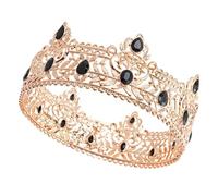 ROMISBABA Corona da Uomo Stile Barocco in Lega Dorata con Cristalli Neri Corona Re Medievale per Costume e Feste Cosplay Accessorio Elegante per Party e Performance