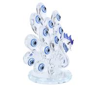 ROMISBABA Decorazione da Scrivania in Cristallo Trasparente Pavone Occhi Blu, Ornamento Artigianale Creativo per Arredamento Casa, Accessorio per Feste e Compleanni, Decorazione da Tavolo