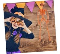 ROMISBABA Decorazione Halloween Scheletro Appendibile Addobbo Spaventoso per Feste e Cimiteri Scheletro Realistico con Arancione