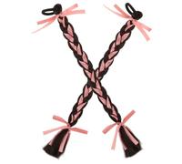 ROMISBABA Extension per Chioma Doppia Coda di Cavallo Intrecciata Fiocco Marrone in Fibra, 2 Pezzi Decorativi e Comodi per Donna, per Carnevale e Role Playing