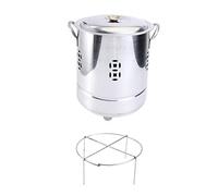 ROMISBABA Inceneritore in Acciaio Inox 2 Pezzi Bidone Della Spazzatura in Metallo Rotondo Per Giardino Coperchio e Maniglie Laterali, Apertura Ampia e Ventilazione, Per Uso Domestico e Templi