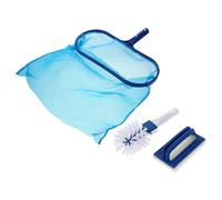 ROMISBABA Kit Pulizia Piscina con Retino Maglia Fine Curvo per Foglie e Spazzola per Fondo e Pareti Accessori Resistenti per Piscine Fuori Terra di Piccole Dimensioni