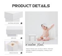ROMISBABA Mini Sgabello in Legno Naturale per Fotografia Ragazzo Ragazza Piccolo Sgabello Decorativo in Legno Massello Accessorio Fotografico Compatto per Set Fotografici Newborn e
