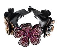 ROMISBABA Mollette per Chioma Fiore di Strass in Pelle Sintetica e Abs, Fermagli Eleganti e Chic per Donne, Adatti a Diversi Tipi di Chioma e Outfit Quotidiani