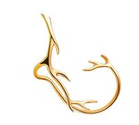 ROMISBABA Orecchini Clip Auricolari Chic a Forma di Ramo in Rame Color Oro, Design Liscio e Unico, Eleganti per Uso Quotidiano e Regali di Compleanno