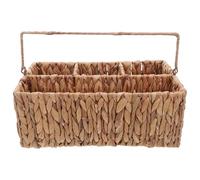 ROMISBABA Organizer Posate Intrecciato Portaposate con Scomparti in Rattan Fatto Mano Cesta Porta Posate con Manici per Picnic e Tavola Rustica