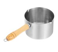 ROMISBABA Pentola Piccola Antiaderente in Acciaio Inossidabile da 500ml Manico in Legno, Resistente All'usura e Anti-scottatura, per Cucine Piccole e Vari Metodi di Cottura