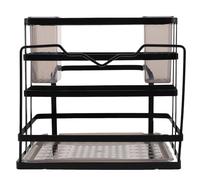 ROMISBABA Porta Coltelli da Cucina in Acciaio al Carbonio con Vassoio Drenante Rimovibile Organizer Multifunzionale per Countertop Supporto Elegante per Coltelli Taglieri e Bacchette Colore