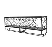 ROMISBABA Portabottiglie da Parete in Ferro Nero Organizer Vino Stabile e Resistente Porta Calici Sospeso con Scarico Rapido per Cucina e Bar Design Semplice ed Elegante