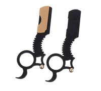 ROMISBABA Rasoio Manuale Uomo Vintage in Acciaio Inox Placcato 2 Pezzi per Barba e Chioma per Rasatura e Rifinitura Professionale Colore Casuale