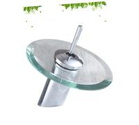 ROMISBABA Rubinetto da Bagno in Vetro con Leva Singola Miscelatore Lavabo Cromato in Acciaio Inox Resistente Ruggine e Calore Stabile Controllo Temperatura Facile per Lavabo Moderno