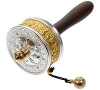 ROMISBABA Ruota di Preghiera in Rame e Legno Color Oro, Ornamento Creativo per Casa e Ufficio, Porta Benedizioni e Rafforza la Forza Interiore per Credenti Buddisti